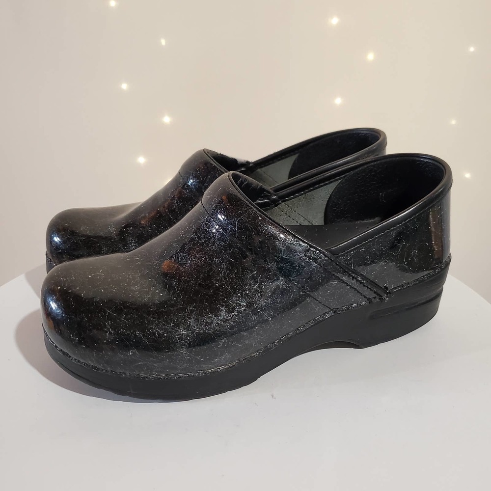 Dansko Professional Patent Leather Black Crackle Nurse Clog Womens Size 7.5/8